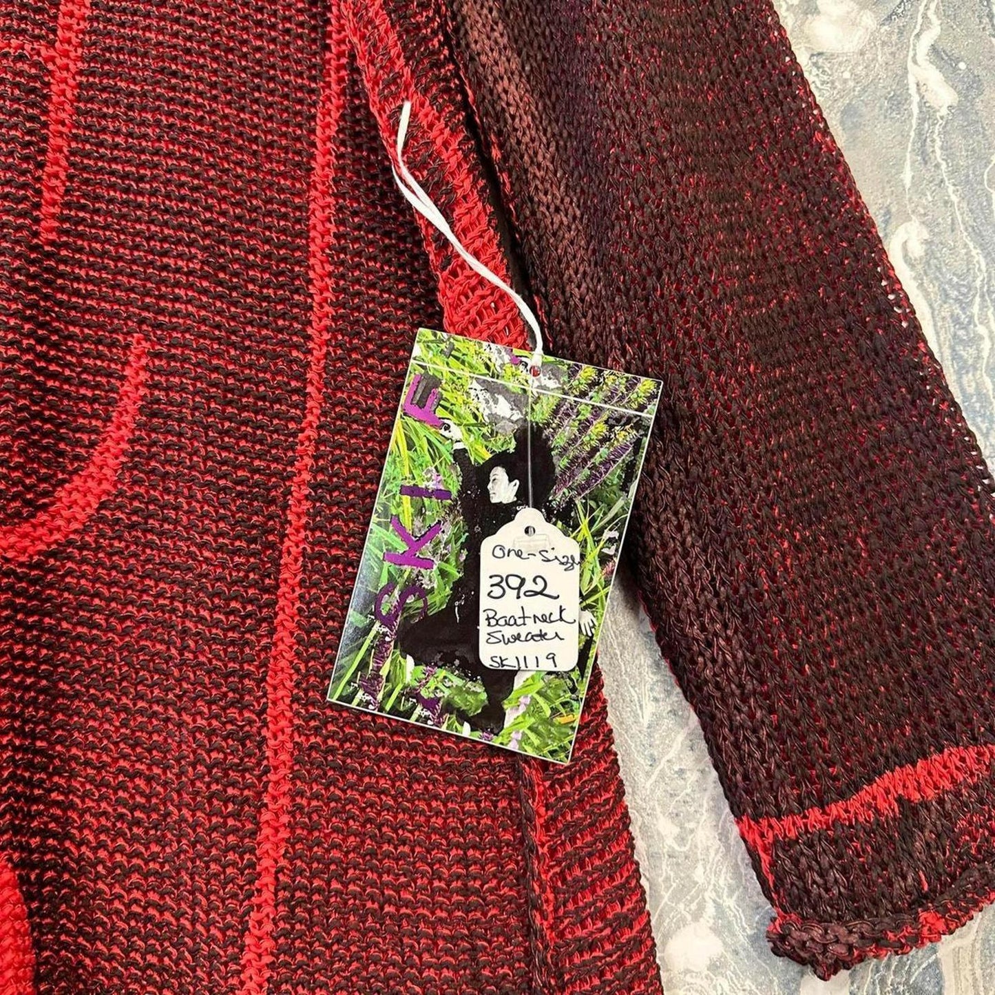 Red Abstract Sweater (One Size)