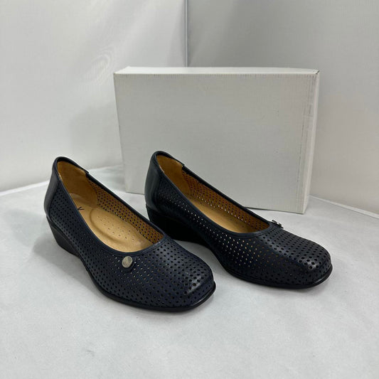 Perforated Navy Blue Wedge Shoes (7)