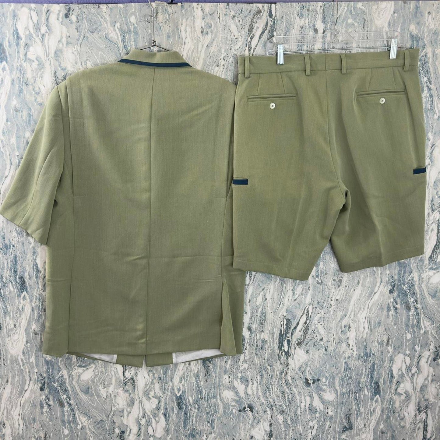 Preppy Sage Green Short Sleeve Blazer & Shorts Suit Set (L)