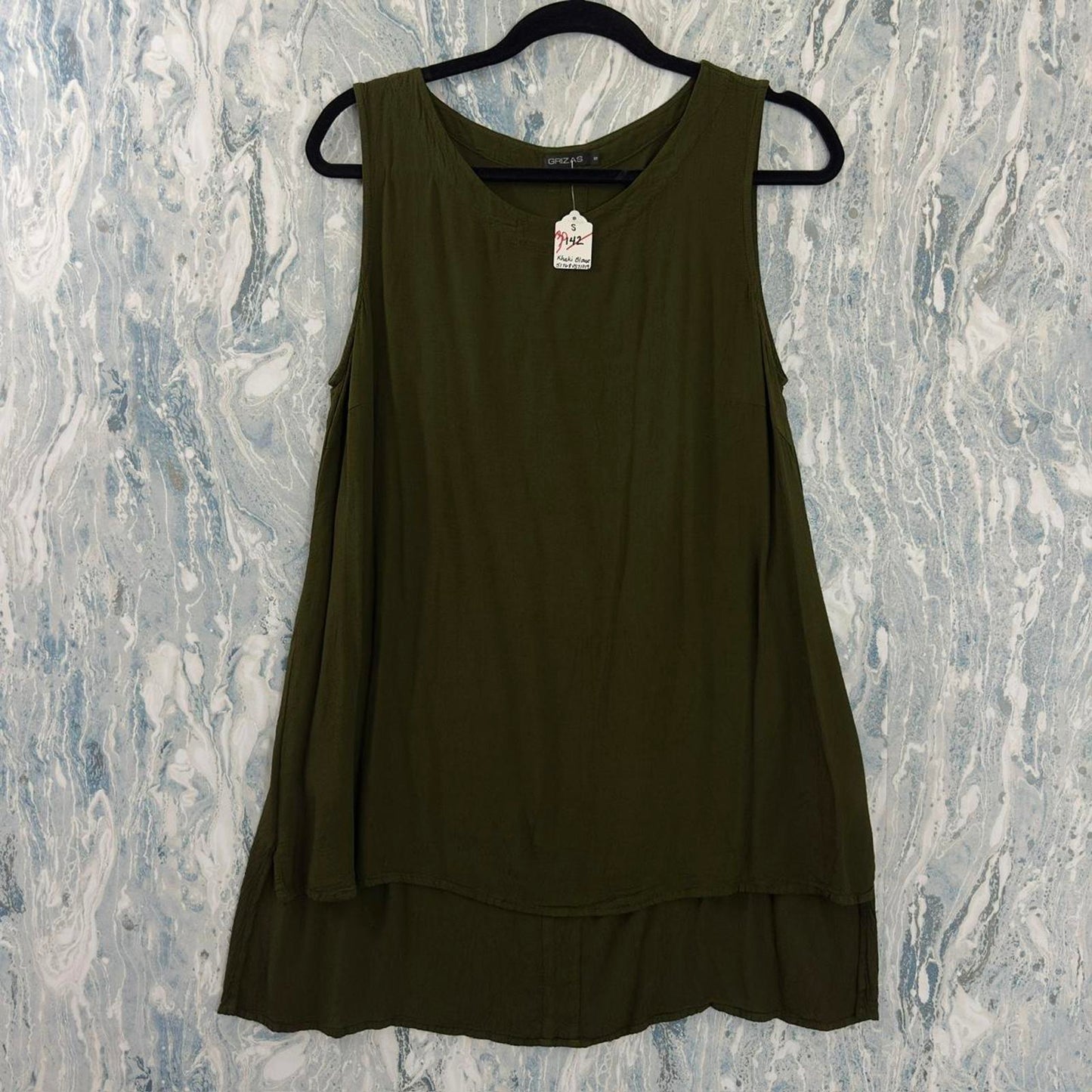 Boho Green Sleeveless Tank Dress (S)