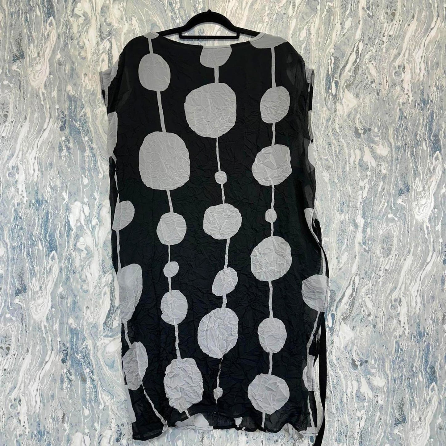 Gershon Bram Contemporary Black Gray Abstract Pattern Dress (L)