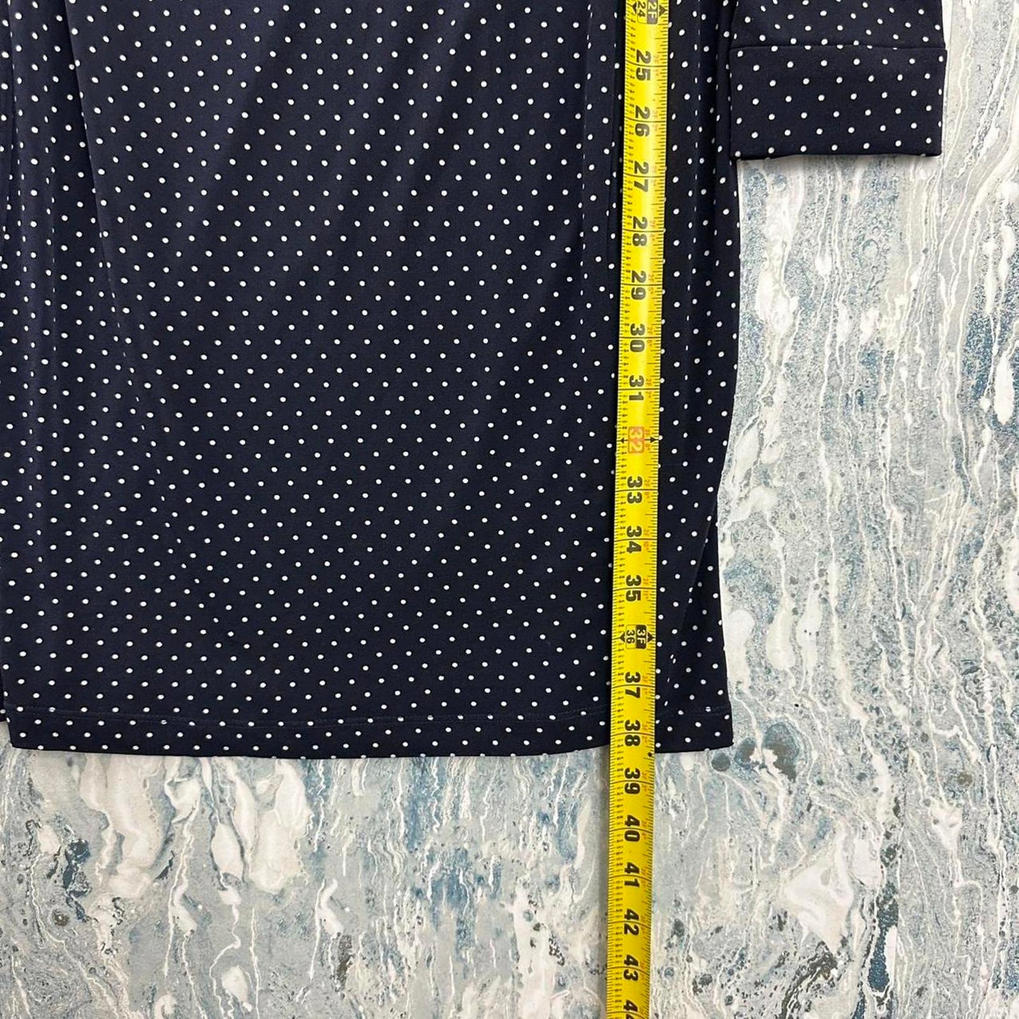 Calvin Klein Navy Polka Dot Long Sleeve Wrap Dress (12)