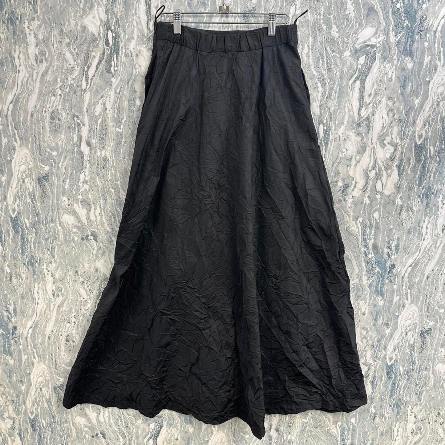 GERSHON BRAM Minimalist Black A-Line Designer Maxiskirt (S)