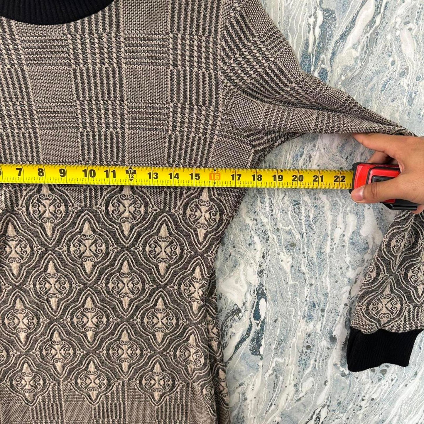 Preppy Vintage Plaid Tan Pattern Long Sleeve Dress (Size 42)