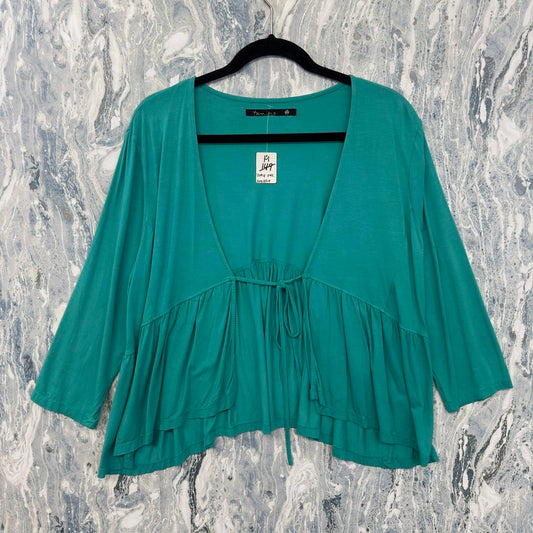 Designer Flowy Turquiose Cardigan Blouse (M)