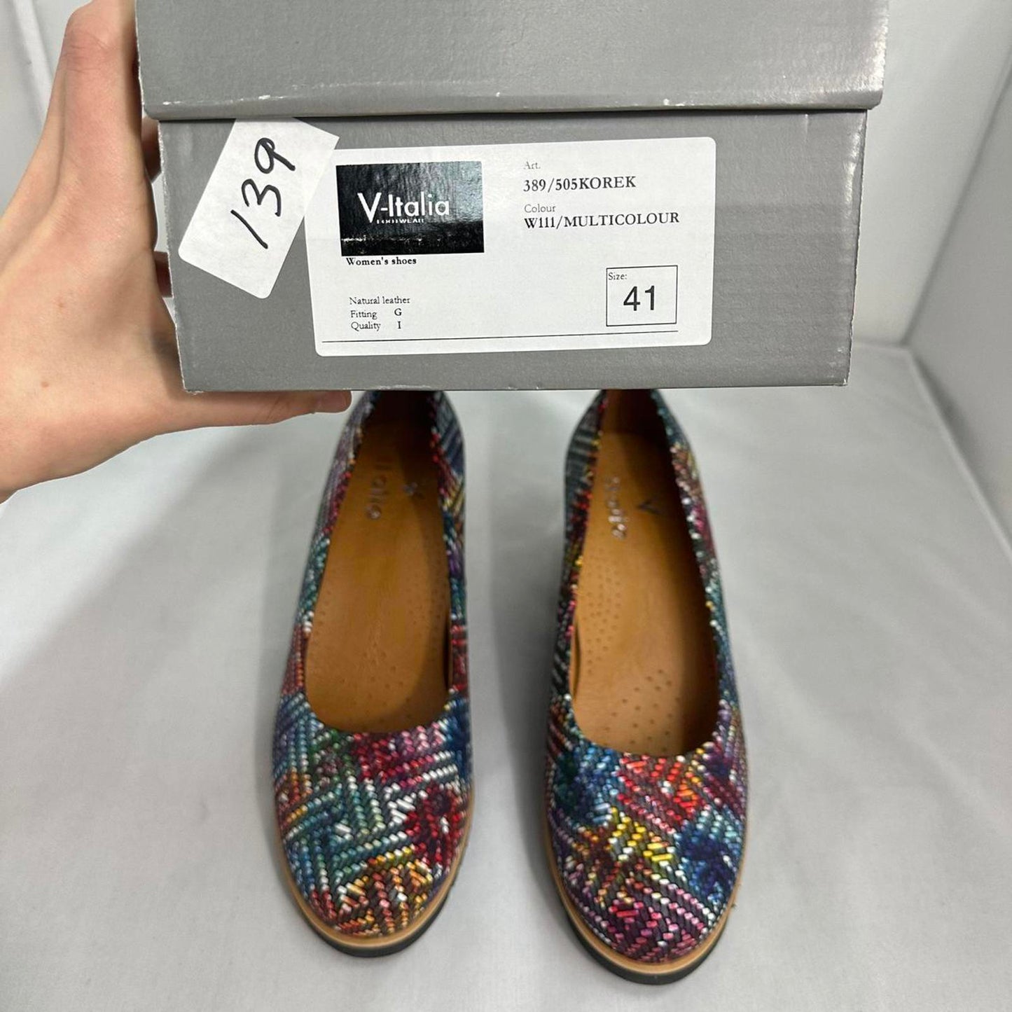 Multicolor Woven Pattern Wedge Shoes (9)