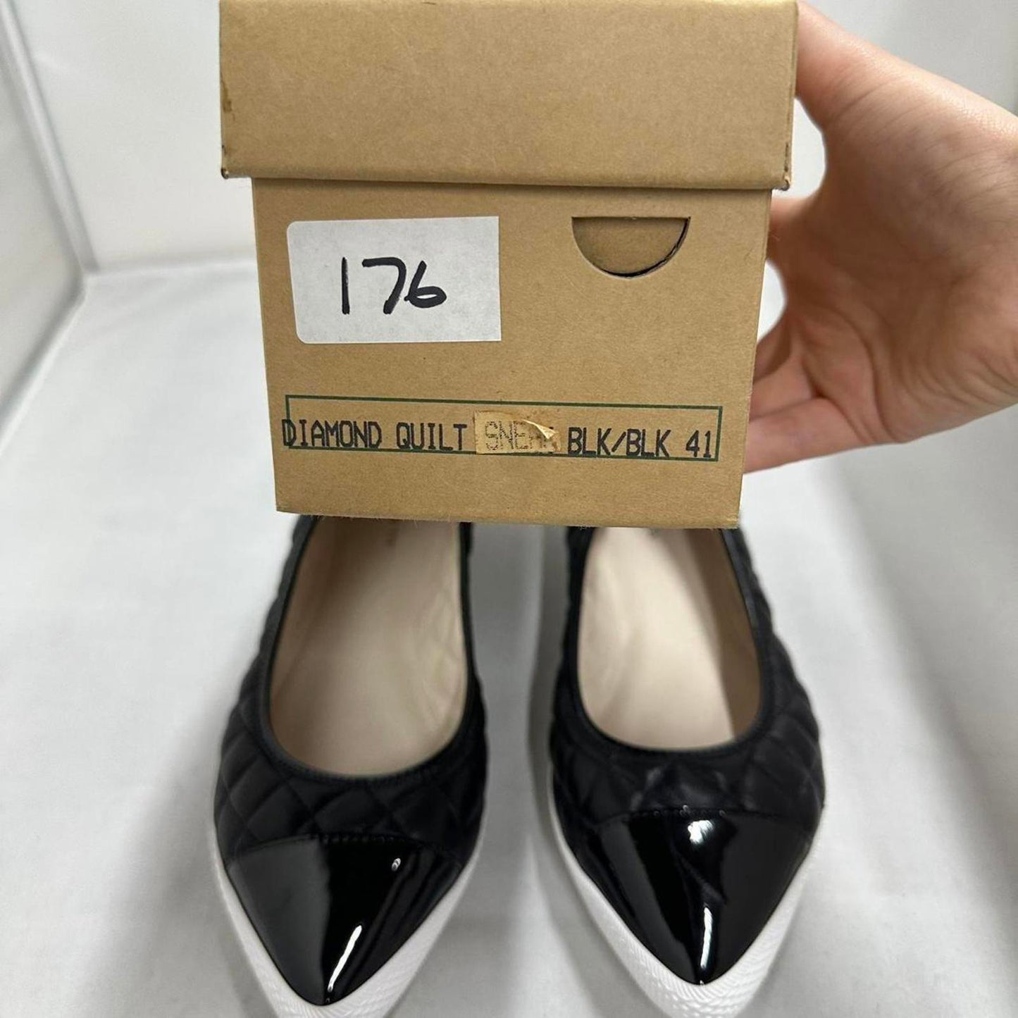 Sleek Black Quilted Sneakers (41)