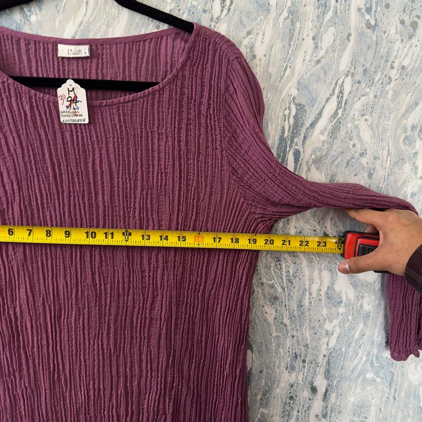 Boho Purple Crinkle Long Sleeve Midi Dress (M)