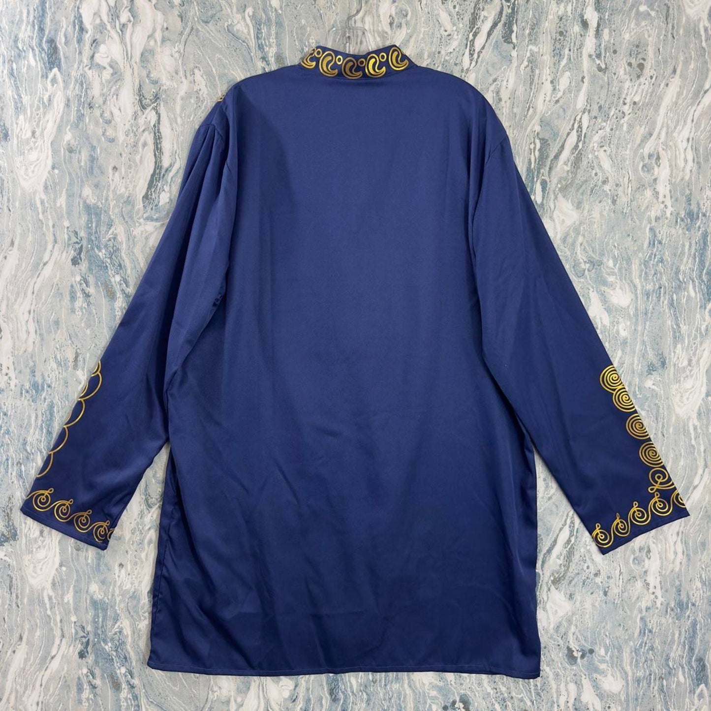 Cultural Navy Blue & Gold Embroidered Tunic (XL)