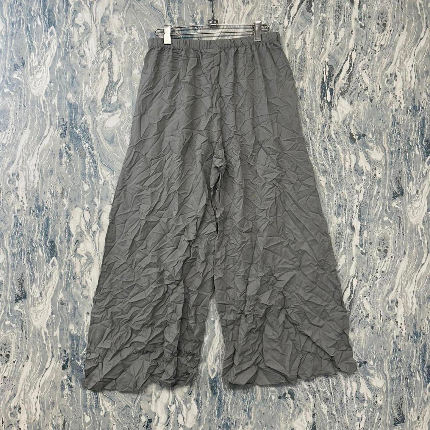 Square Designer Crinkled Gray Wide-Leg Pants (1)