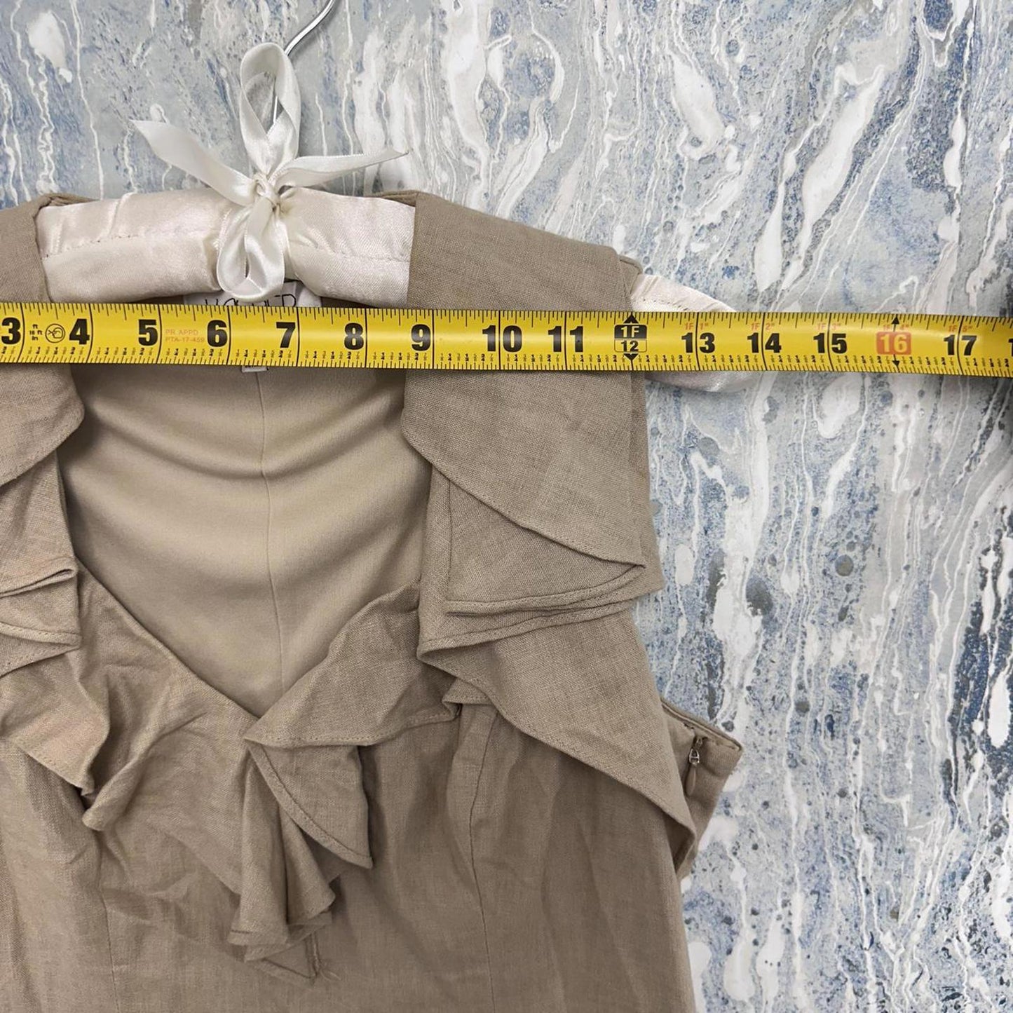 Kasper Preppy Tan Ruffled Sleeveless Dress (8)