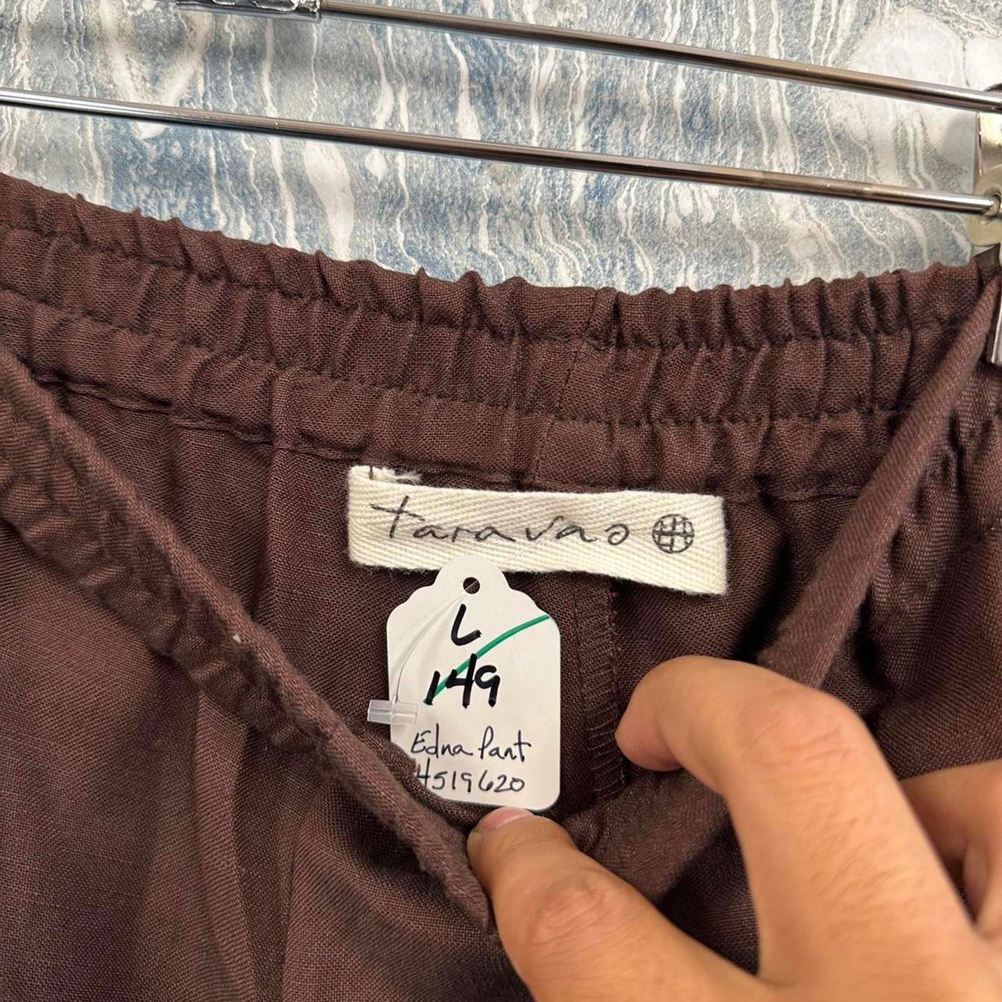 boho dark brown wideleg pants (L)