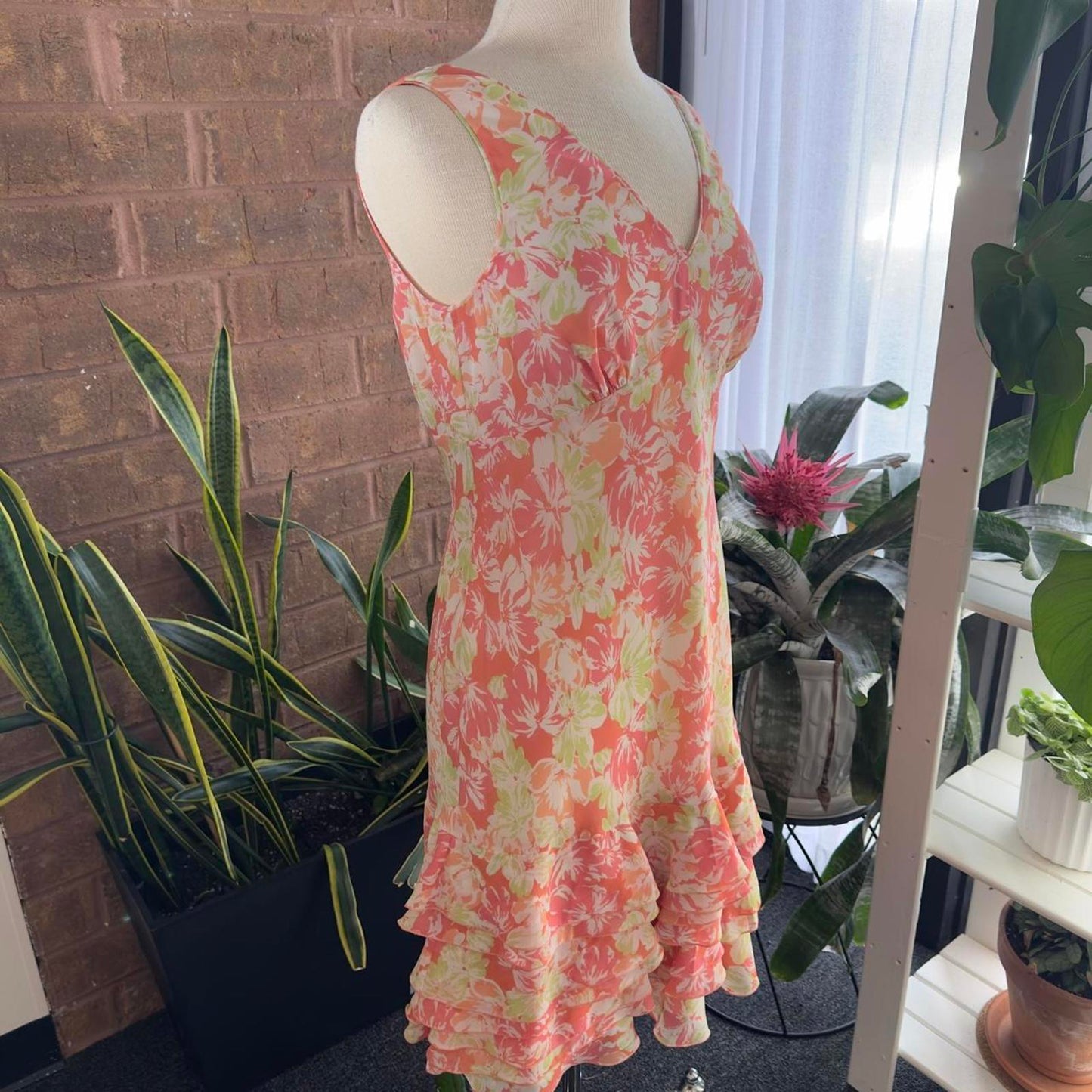 Vintage y2k pink floral midi dress (8)