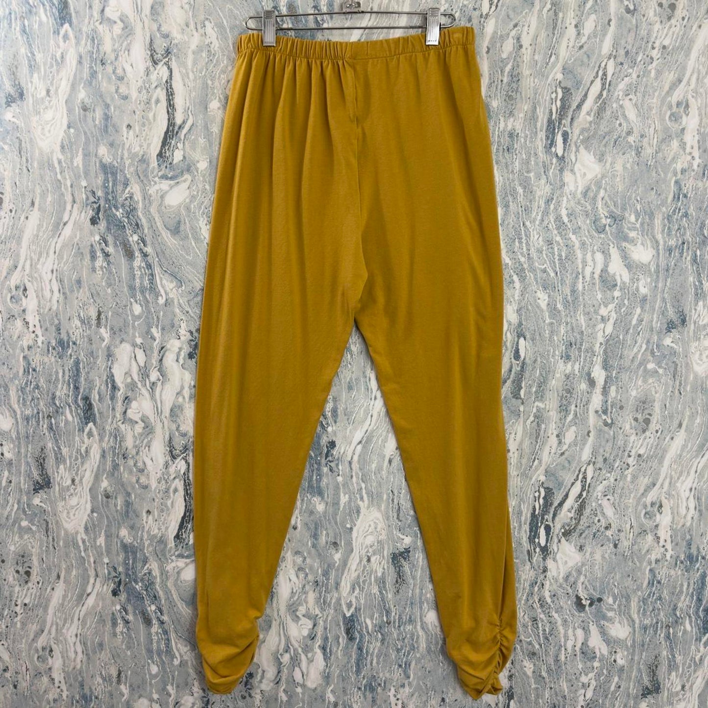 Designer Boho Ruched Mustard Yellow Leggings (M)