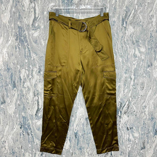 Dark Gold Silk Banana Republic Belted Cargo Pants (4)
