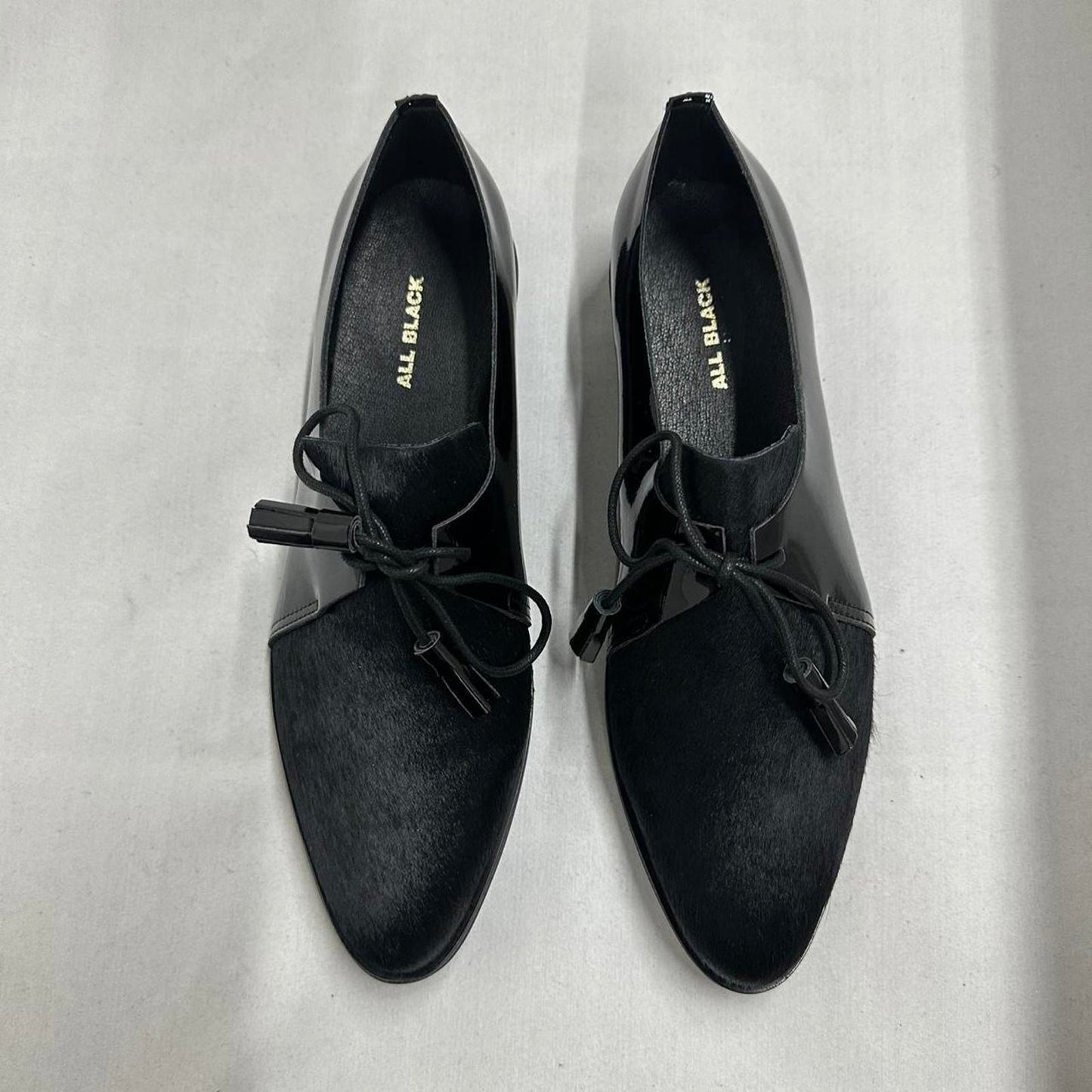 Designer Black Patent Leather Oxfords (37)