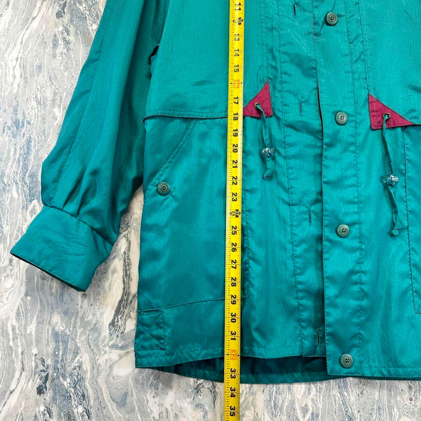 Vintage Teal and Burgundy Windbreaker Jacket (M)