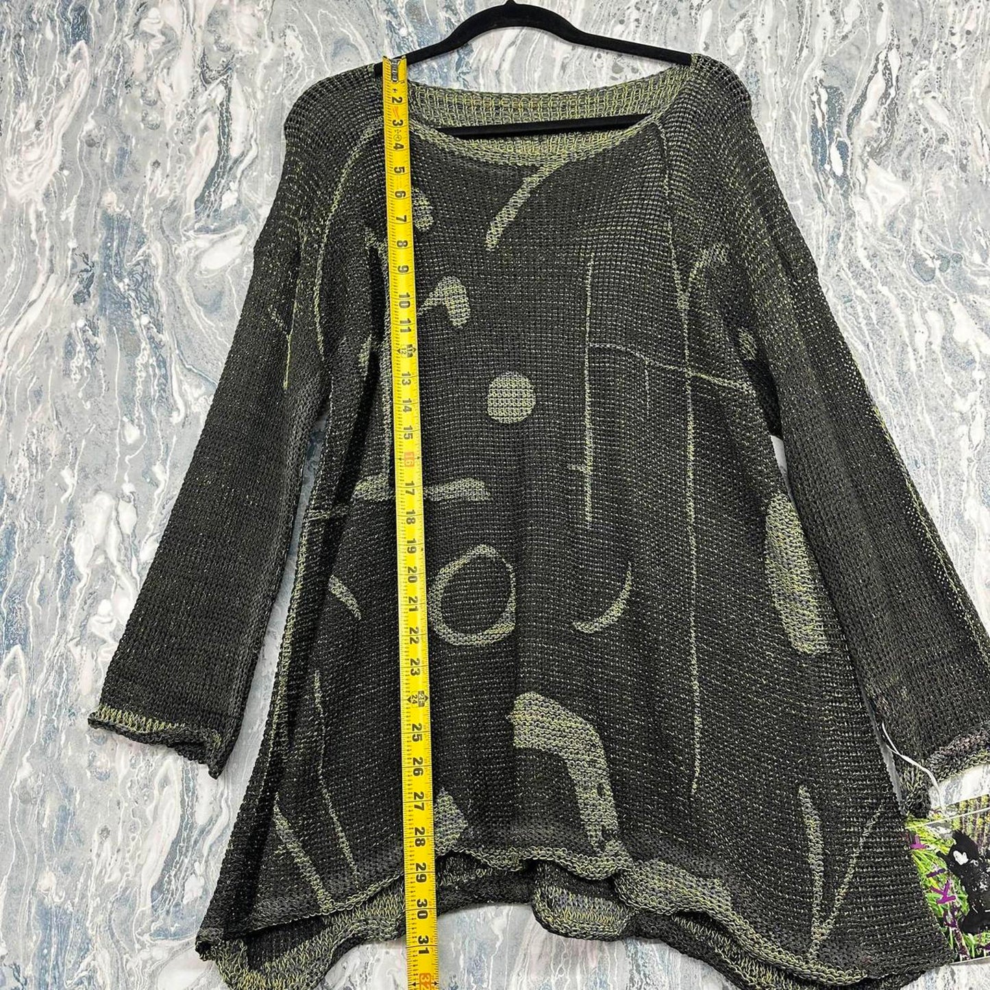Dark Green Abstract Knit Sweater (One Size)