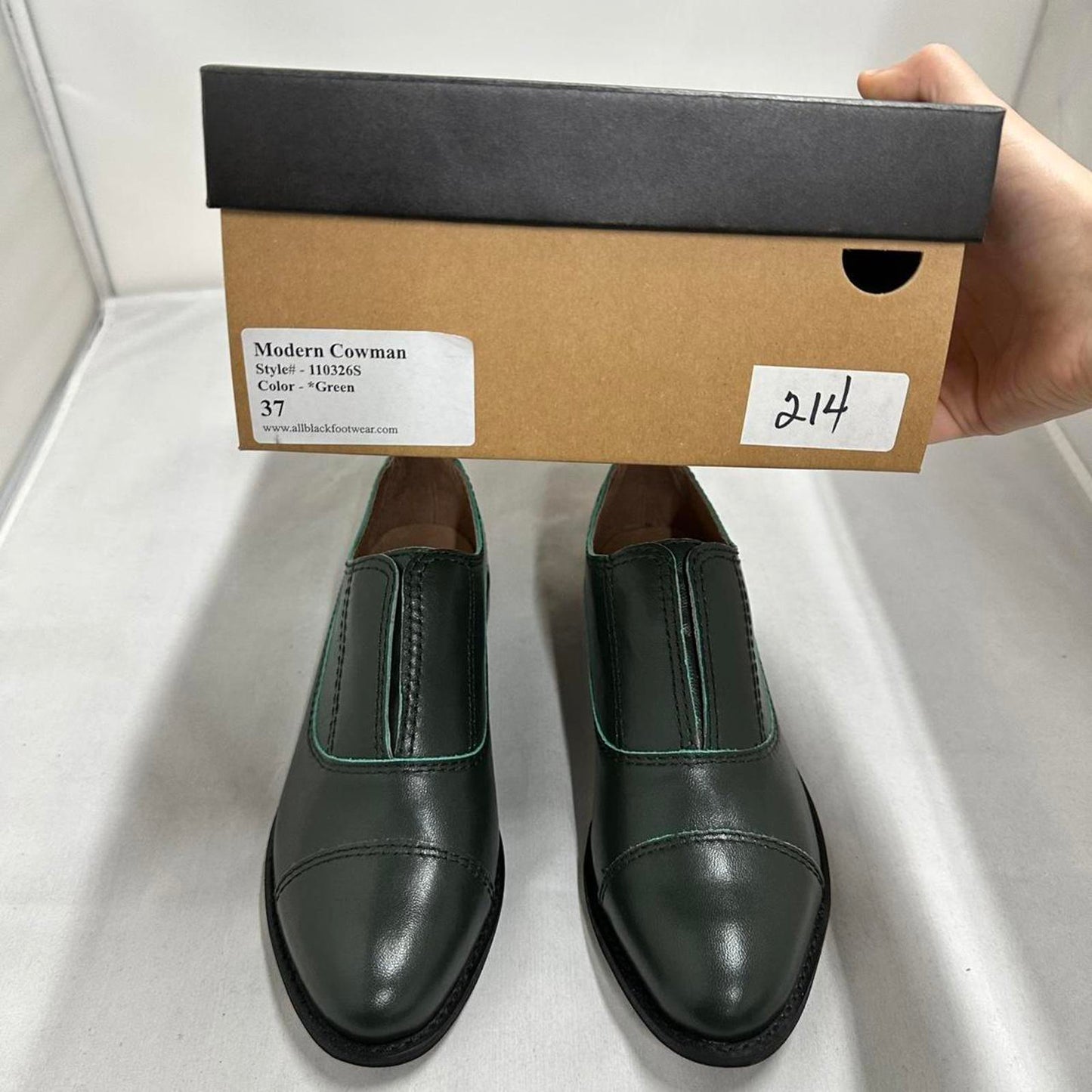 Vintage Green Leather Oxfords (37)