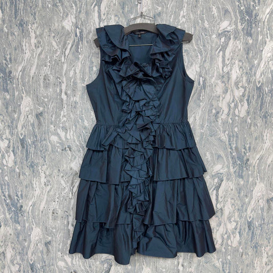 Vintage Ruffled Teal Tiered Dress (M)