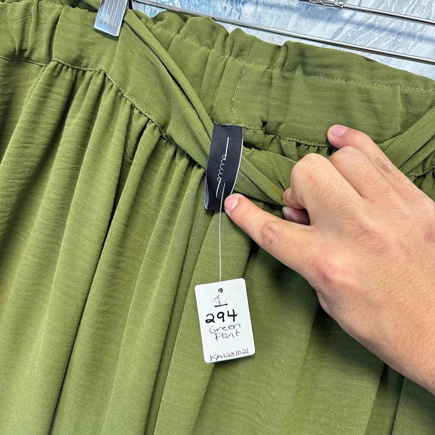 Boho Designer Relaxed Fit Olive Green Wide Leg Pants (1)