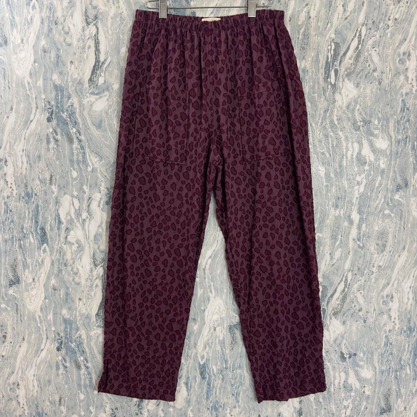 Vintage Styled Wine Red Leopard Print Pants (L)