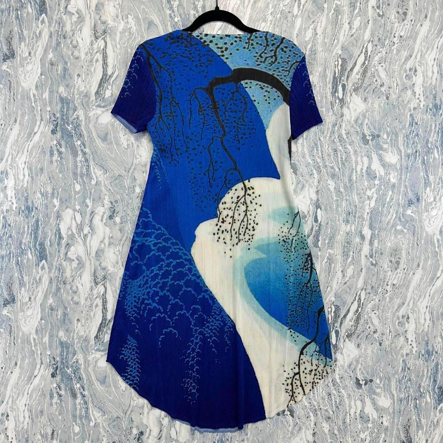 Blue Printed A-Line Dress (One Size)