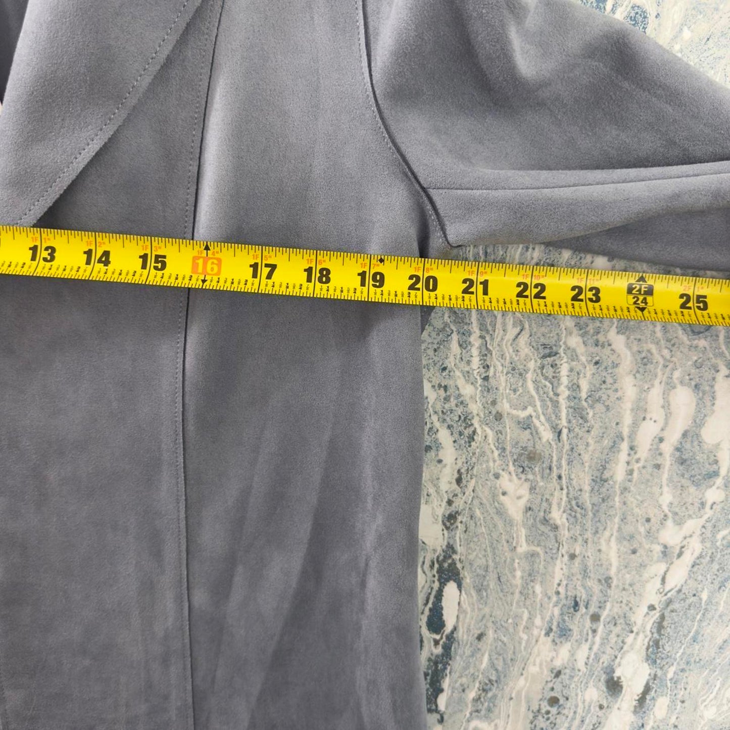 PREMISE Ash Blue Faux Leather Coat (S)