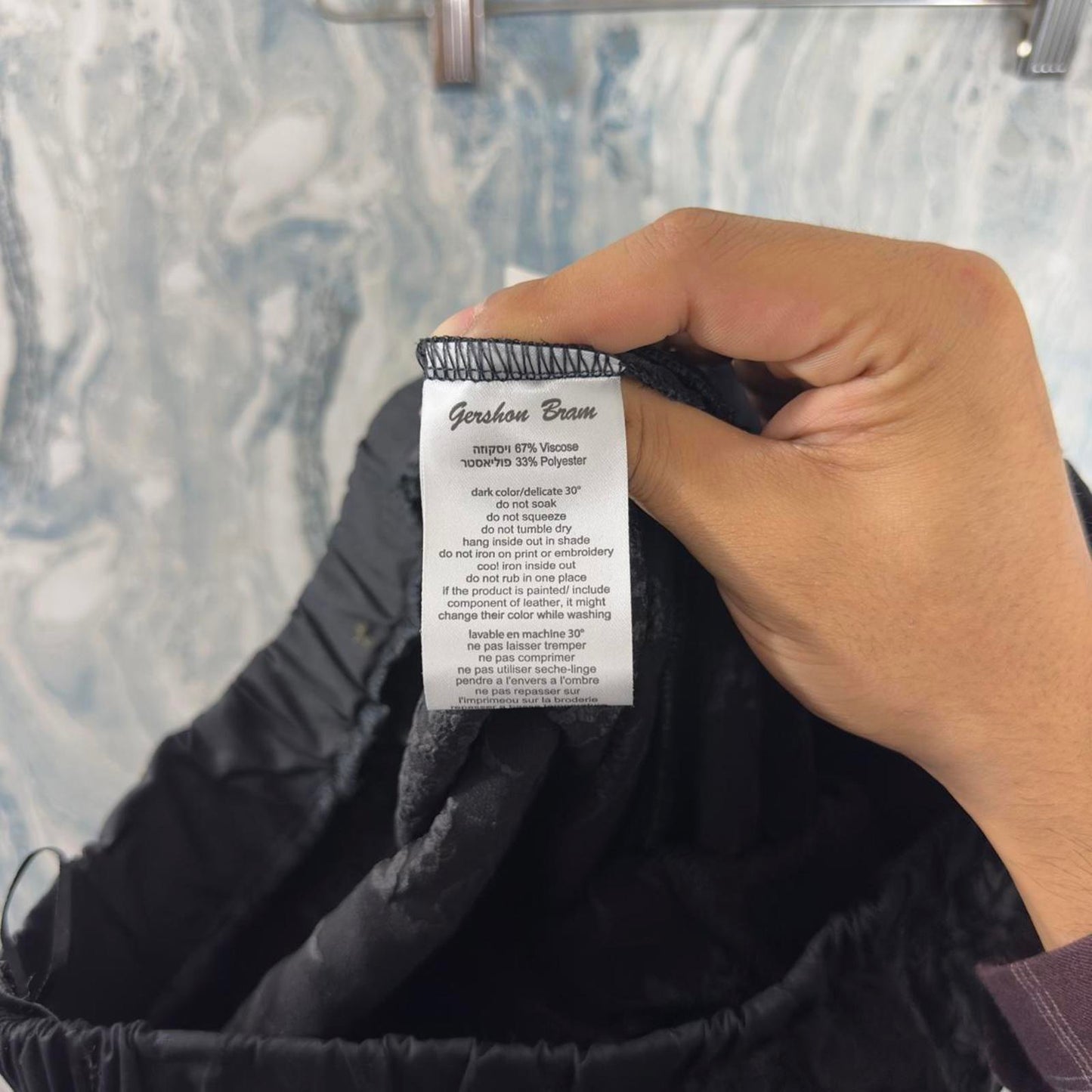 Vintage Textured Black Trousers (XL)