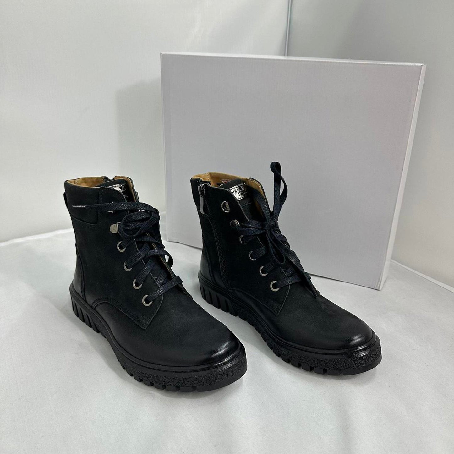 Black Lace-Up Leather Ankle Boots (6)