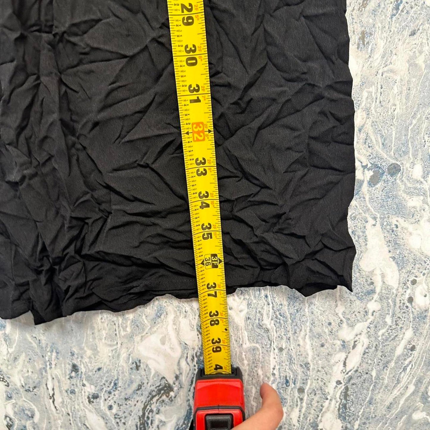 Boho black crinkle wide leg hobo pants (M)