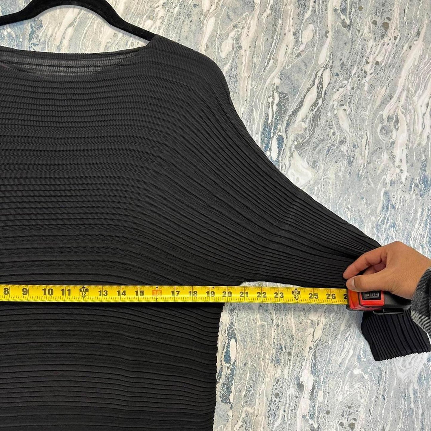 Black Oversized Ribbed Knit Sweater (One Size)