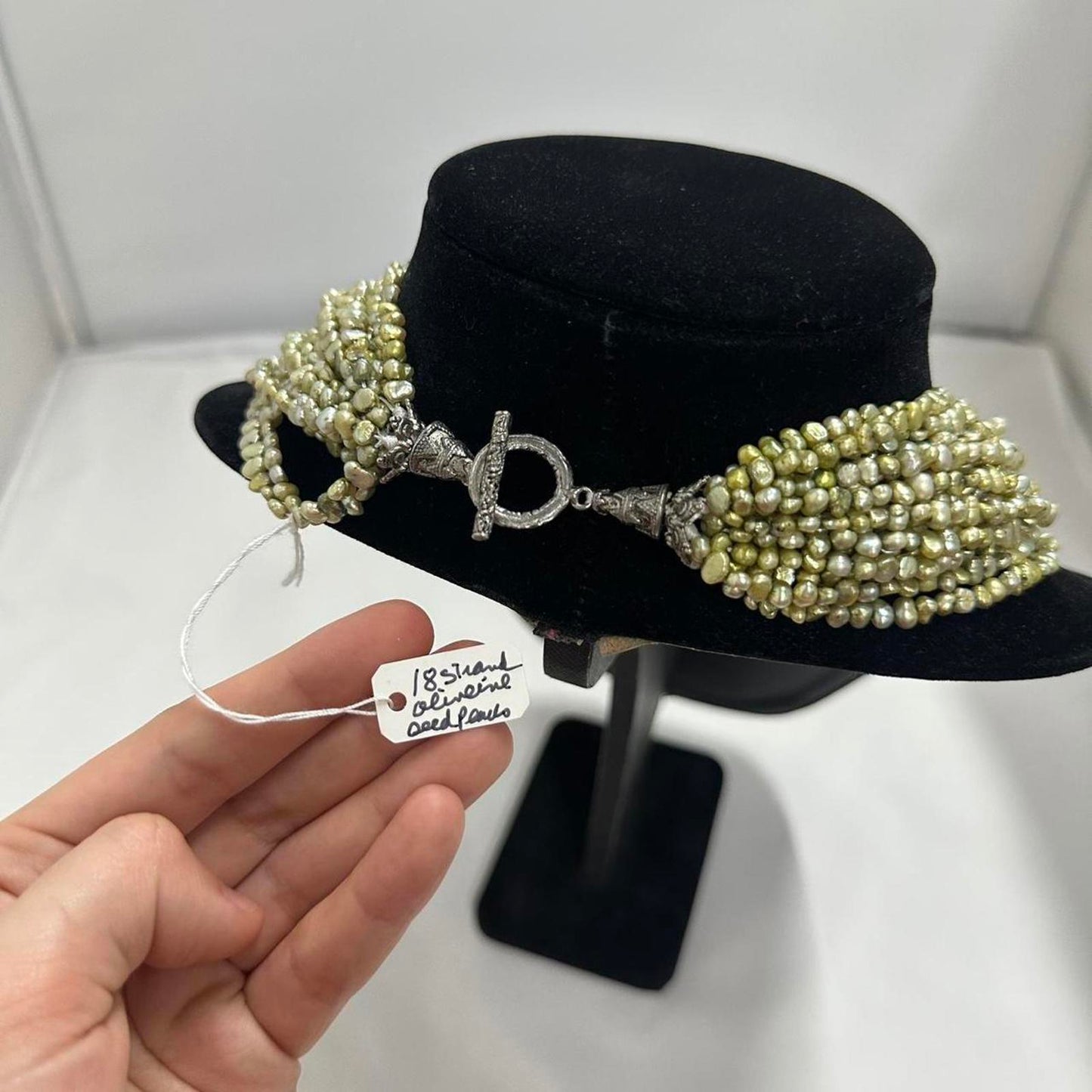 Elegant Green Pearl Multistrand Necklace