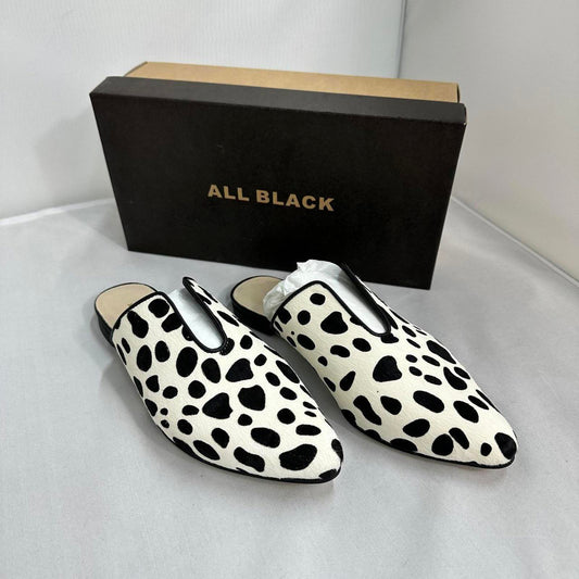 All Black Cow Print Mules (7.5)