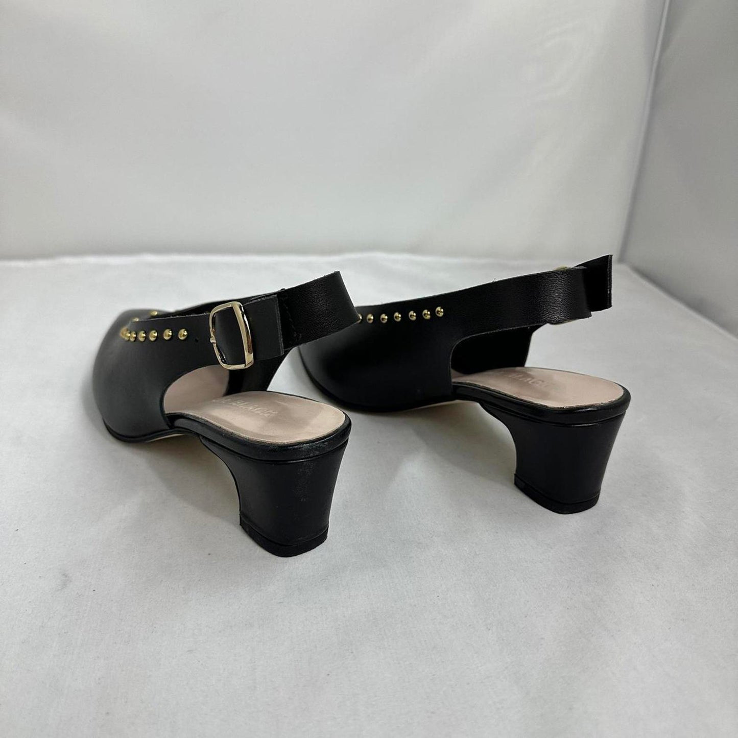 Designer Regency Slingback Studded Black Kitten Heels (5.5)