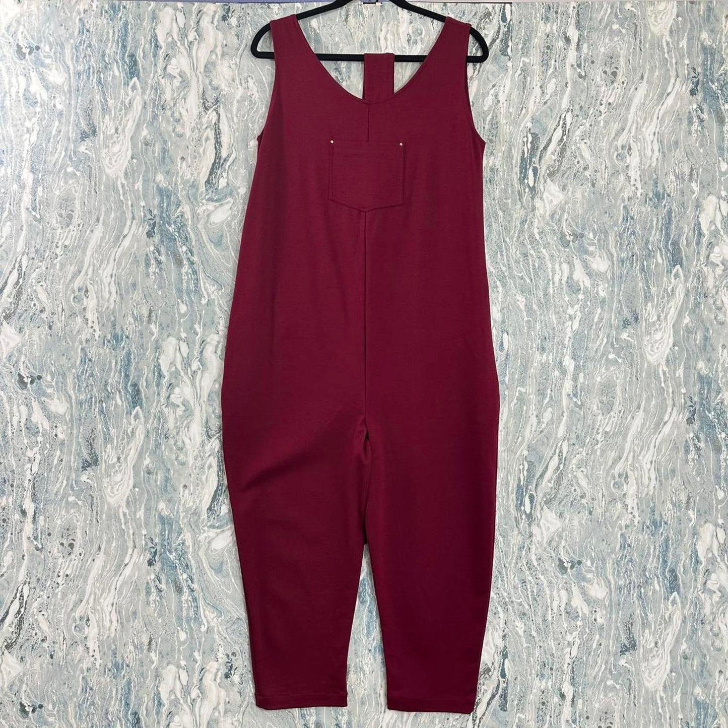 Boho Burgundy Sleeveless Jumpsuit w Belt (M/L)