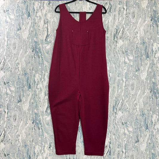 Boho Burgundy Sleeveless Jumpsuit w Belt (M/L)