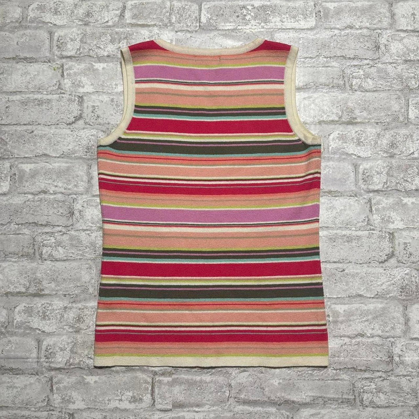 NEW YORK & COMPANY Striped Multicolor Sleeveless Knit Tank Top (S)