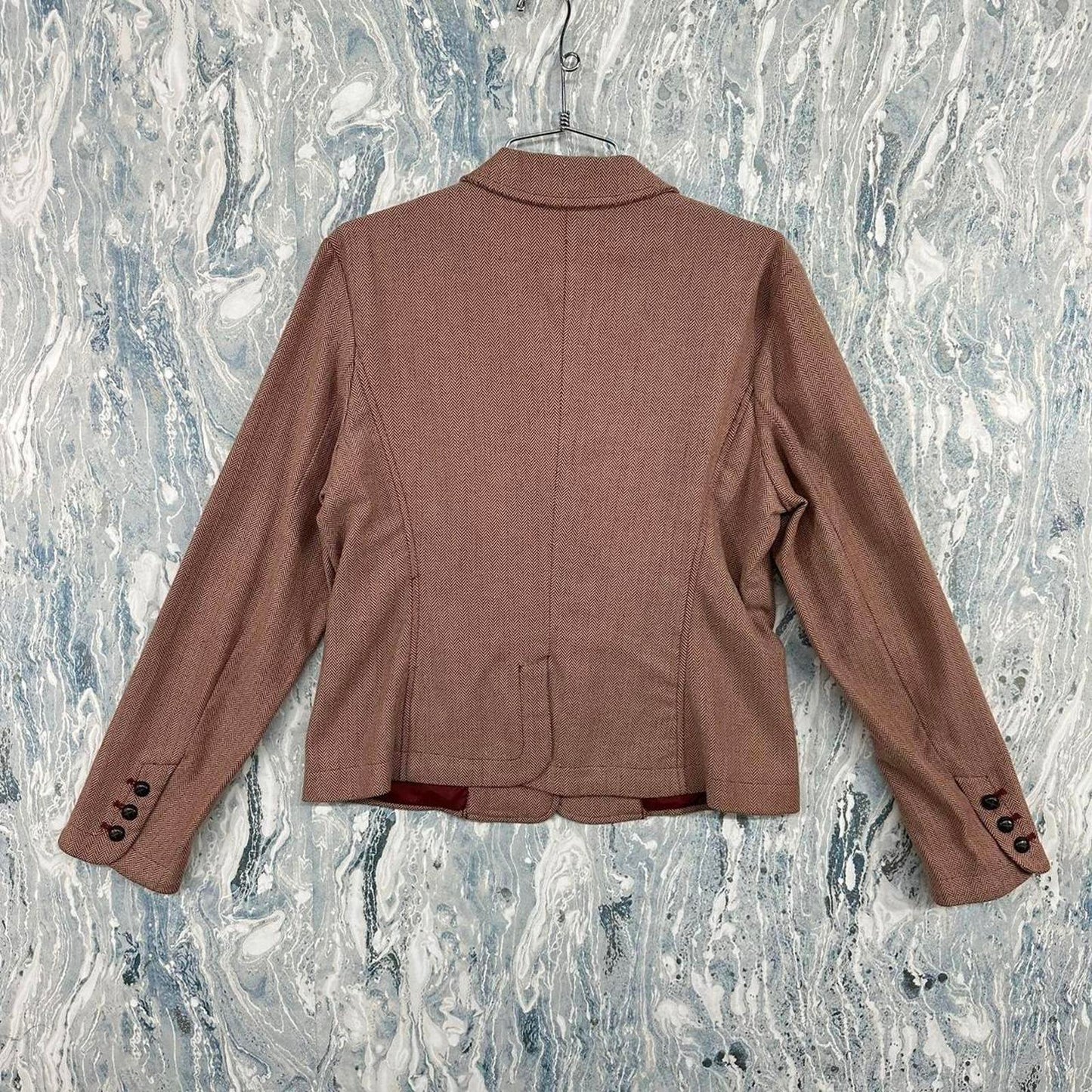 NEW YORK & COMPANY Classic Brown Herringbone Women's Blazer Jacket (10)