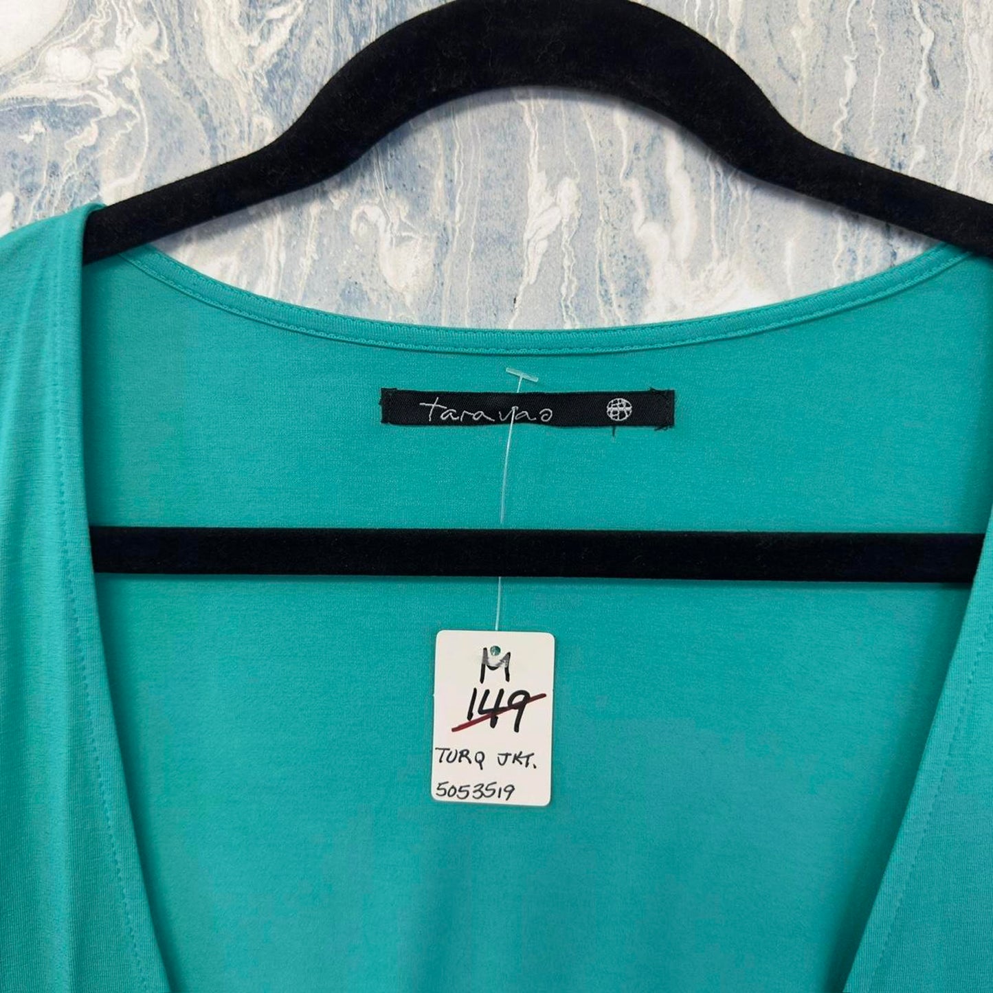 Designer Flowy Turquiose Cardigan Blouse (M)