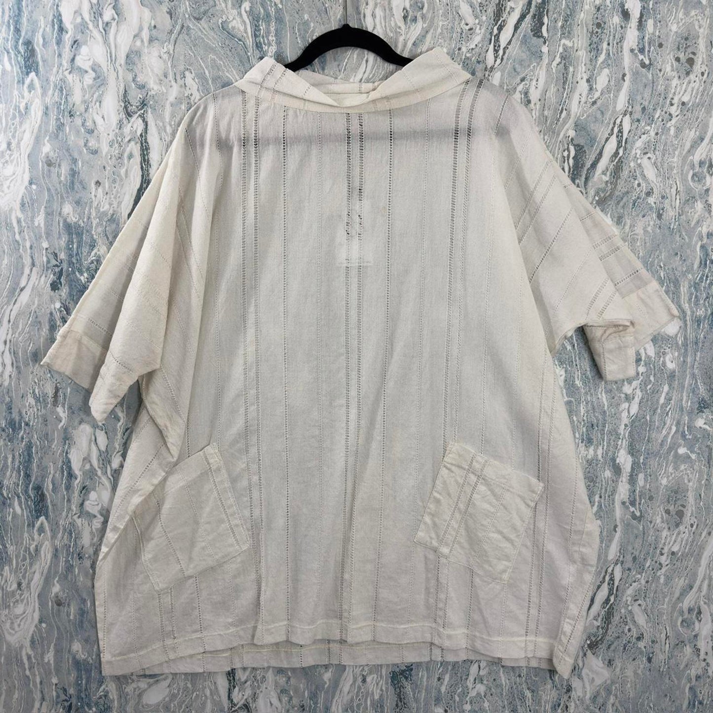 Designer Boho White Cotton Poncho Top (2)