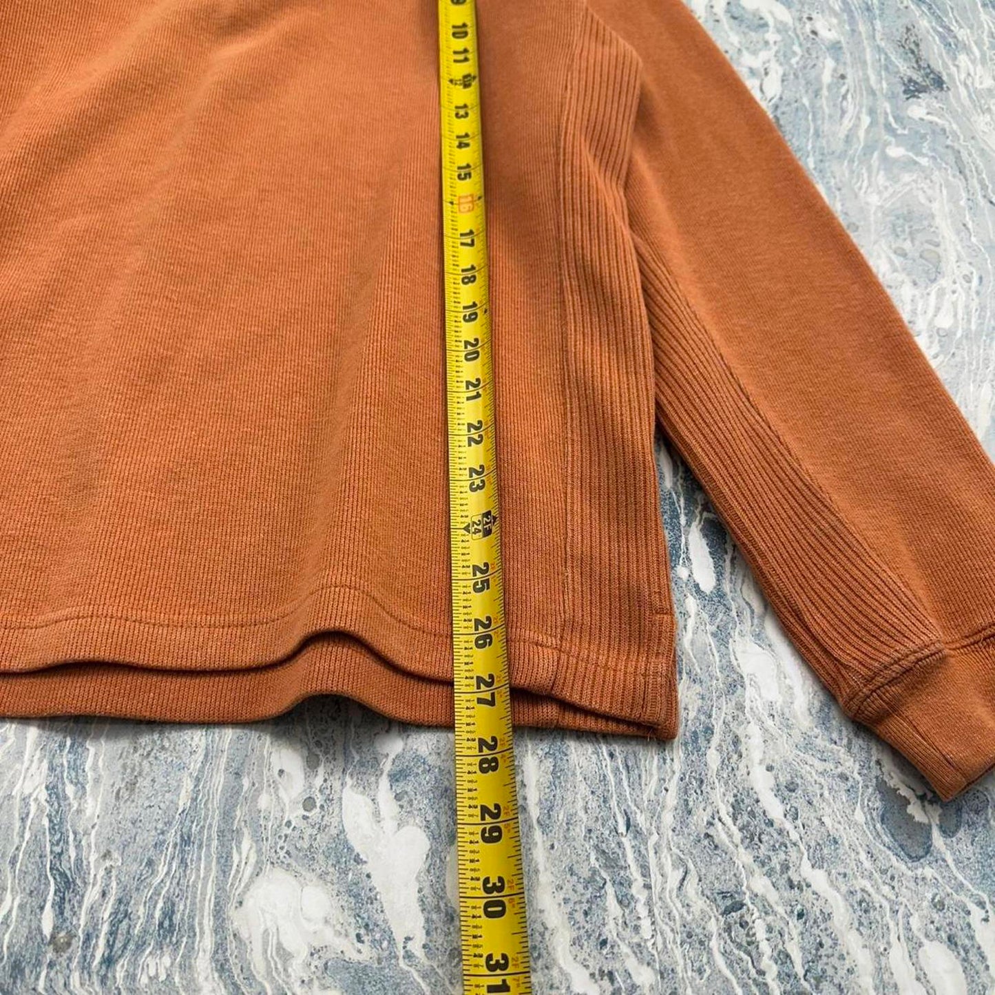 IZOD Ribbed Texture Burnt Orange Long Sleeve Polo Shirt (S)