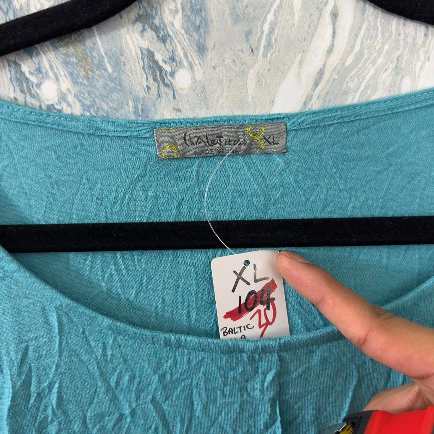 Boho Teal Oversized Blouse (XL)