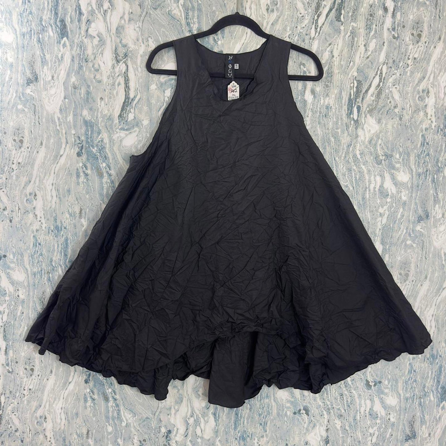 Designer Flowy Black Sleeveless Dress (S/M)