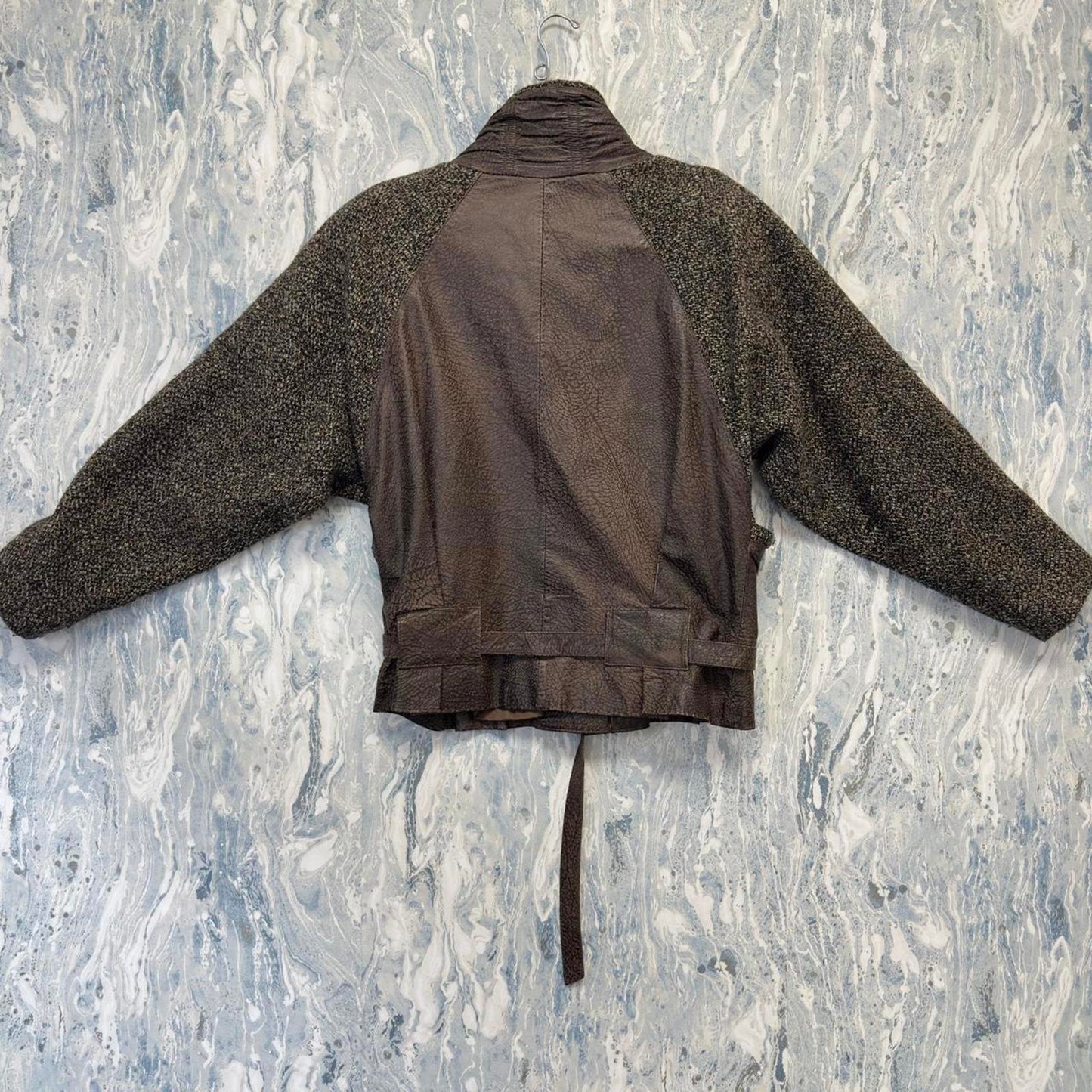 vintage brown leather & tweed jacket (7/8)