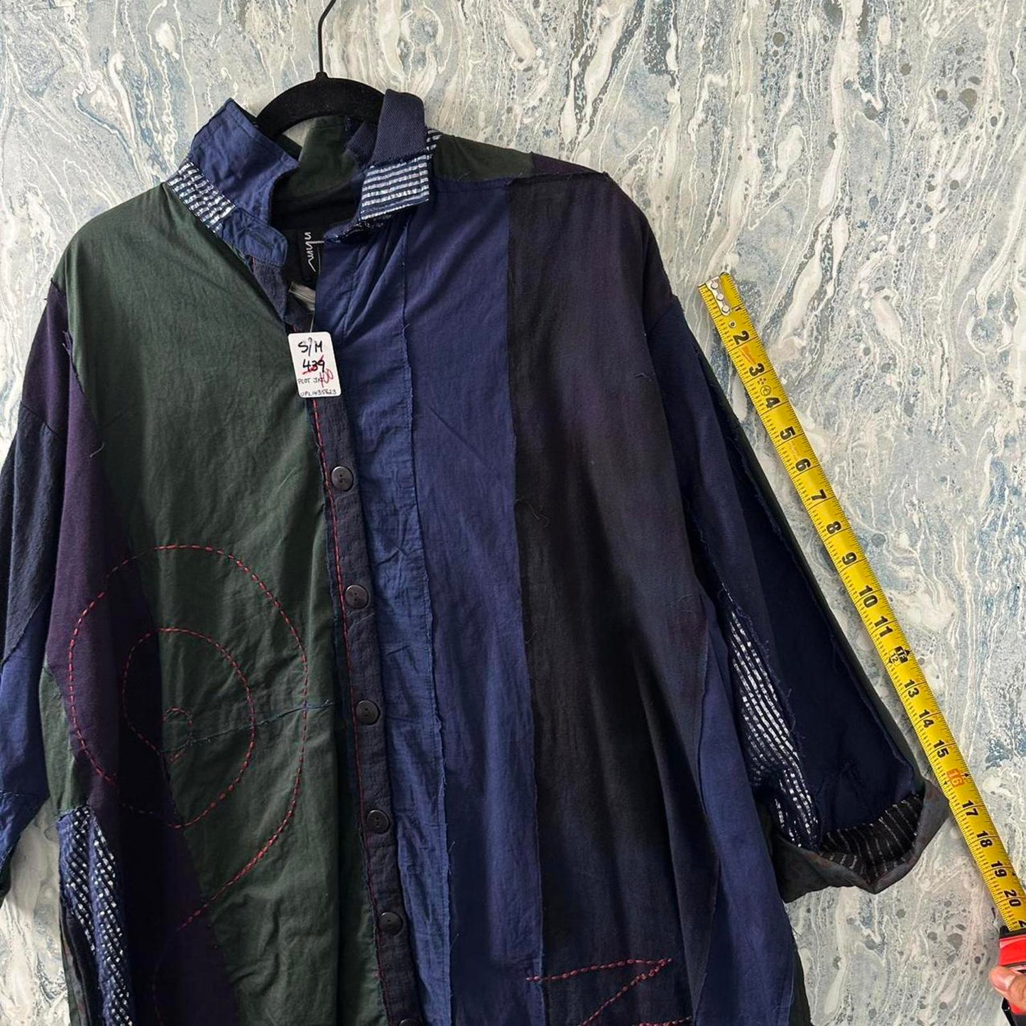 Boho Patchwork Button-Up Tunic Shirt Dress (S/M)