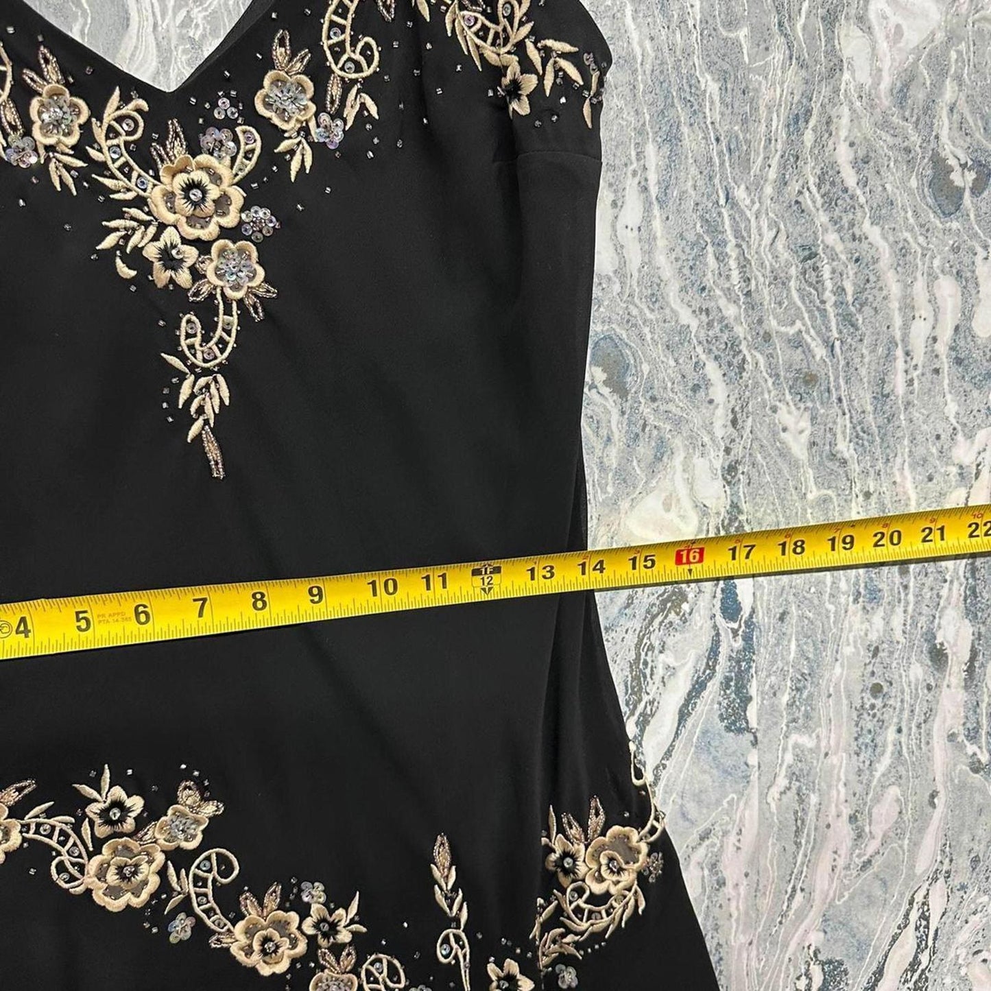 LESLIE FAY Vintage Fairy Black Embroidered V-Neck Dress (10)