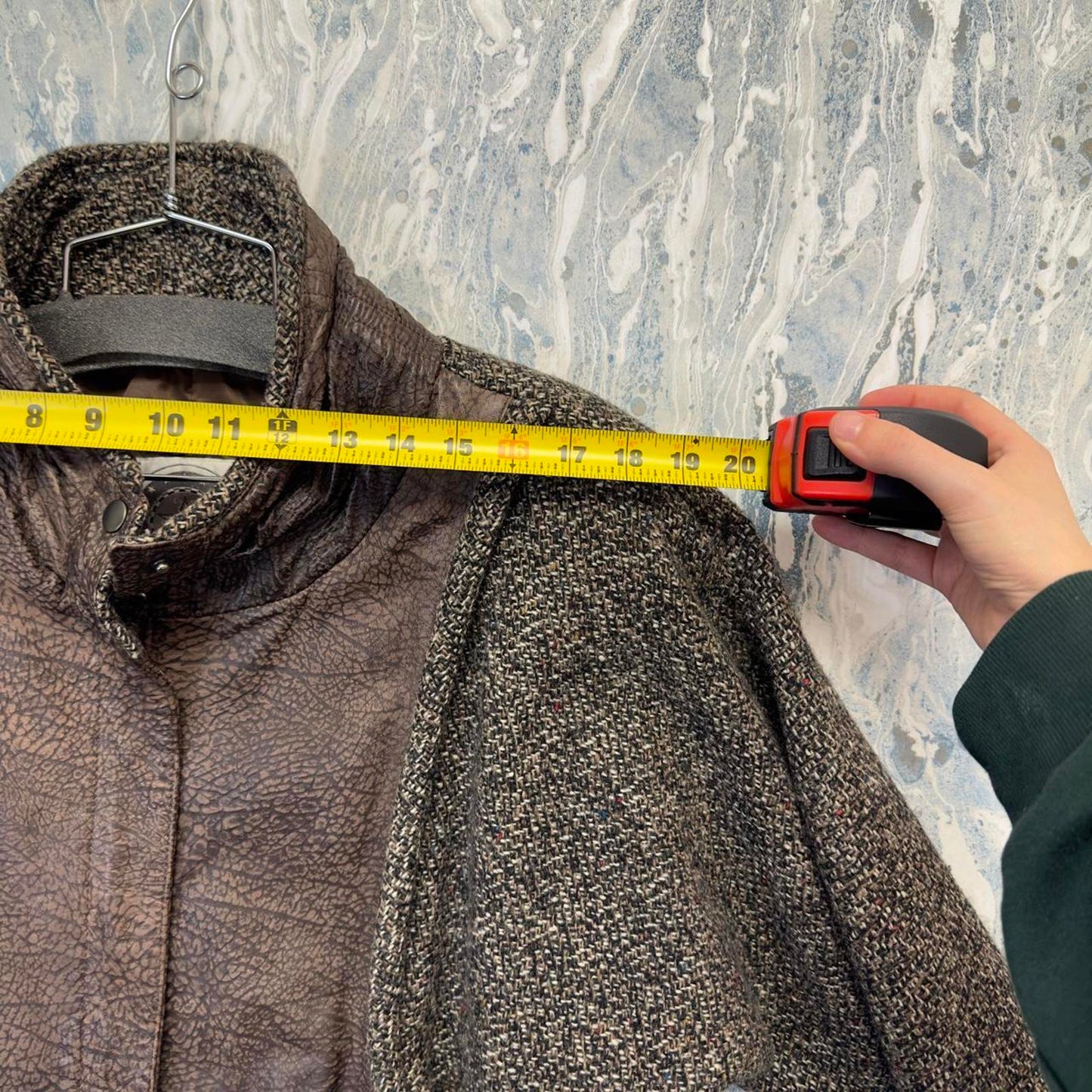 vintage brown leather & tweed jacket (7/8)