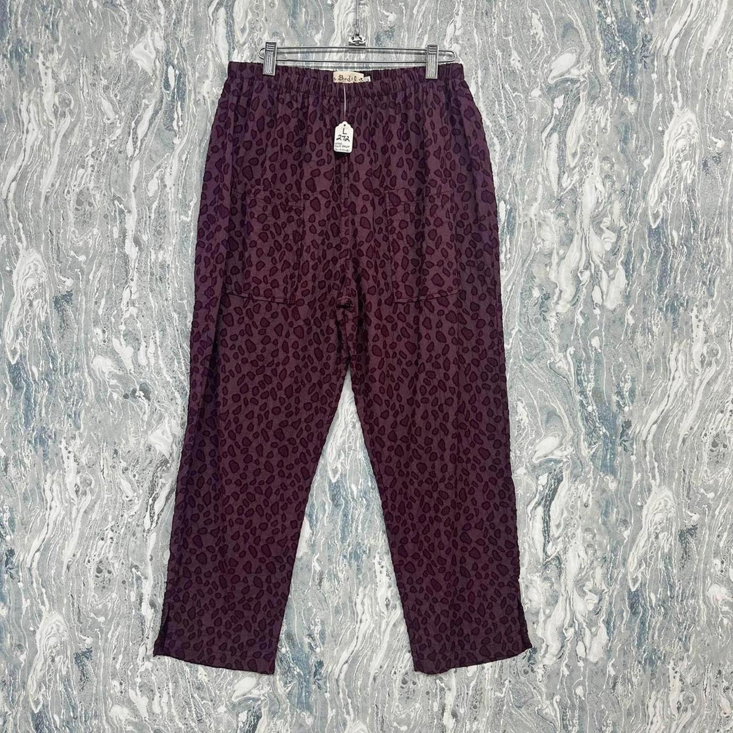 Leopard Print Wine Purple Lounge Pants (L)
