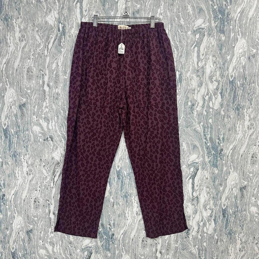 Leopard Print Wine Purple Lounge Pants (L)